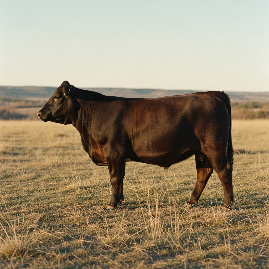 Duke, a young Wagyu-Angus steer in the north paddock